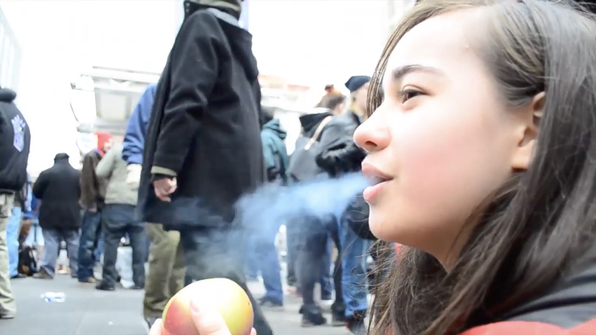 Smoking Apple Pipe At 420 Rally Yonge Dundas Square 2014