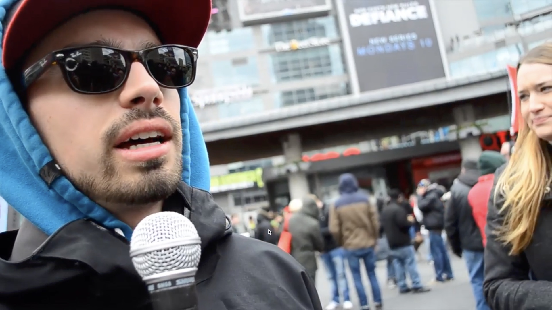 International American Support At 420 Rally Yonge Dundas Square 2014 Green Pot Canadian Flag