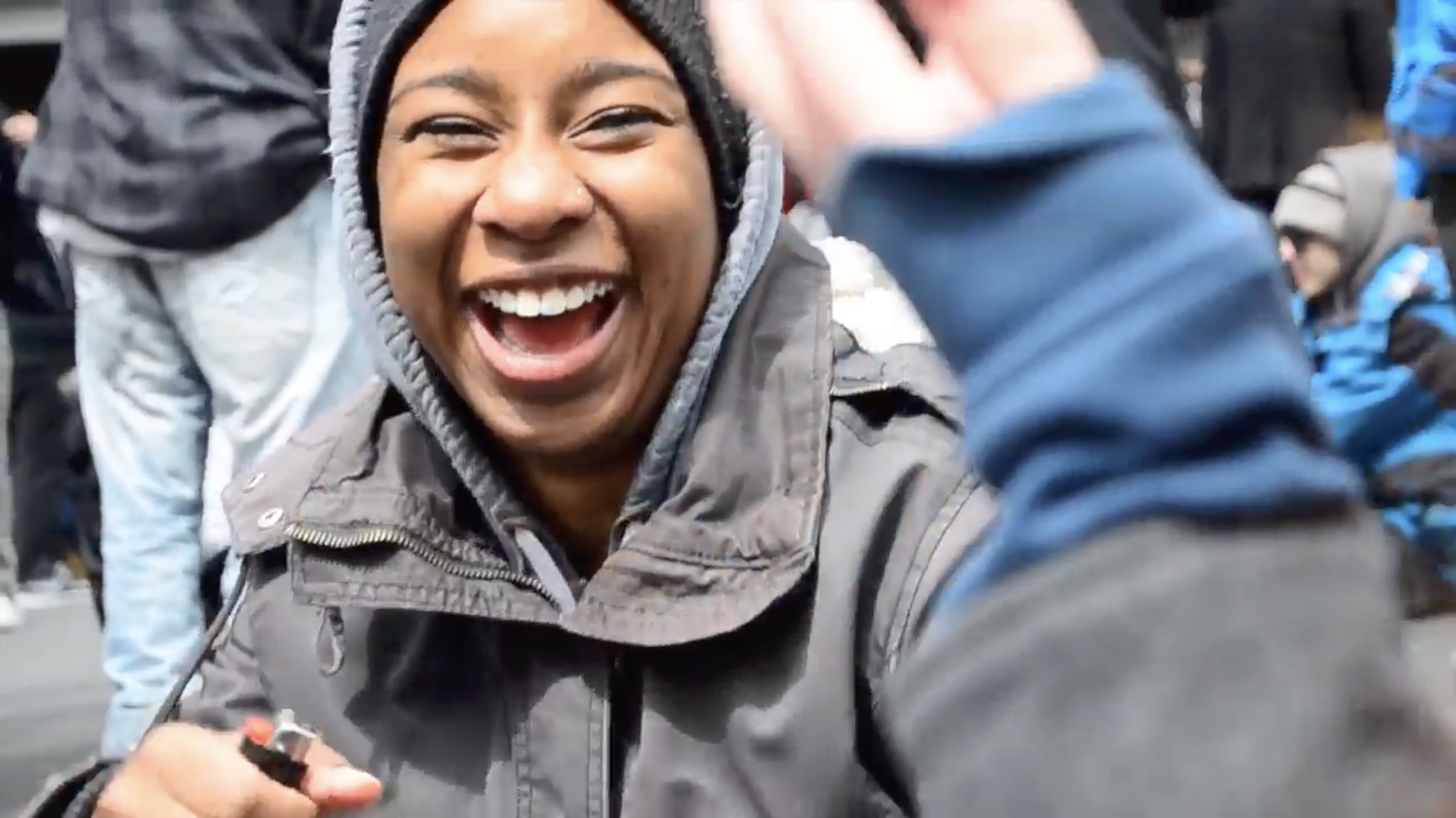 Laughing At The 420 Rally Yonge Dundas Square 2014