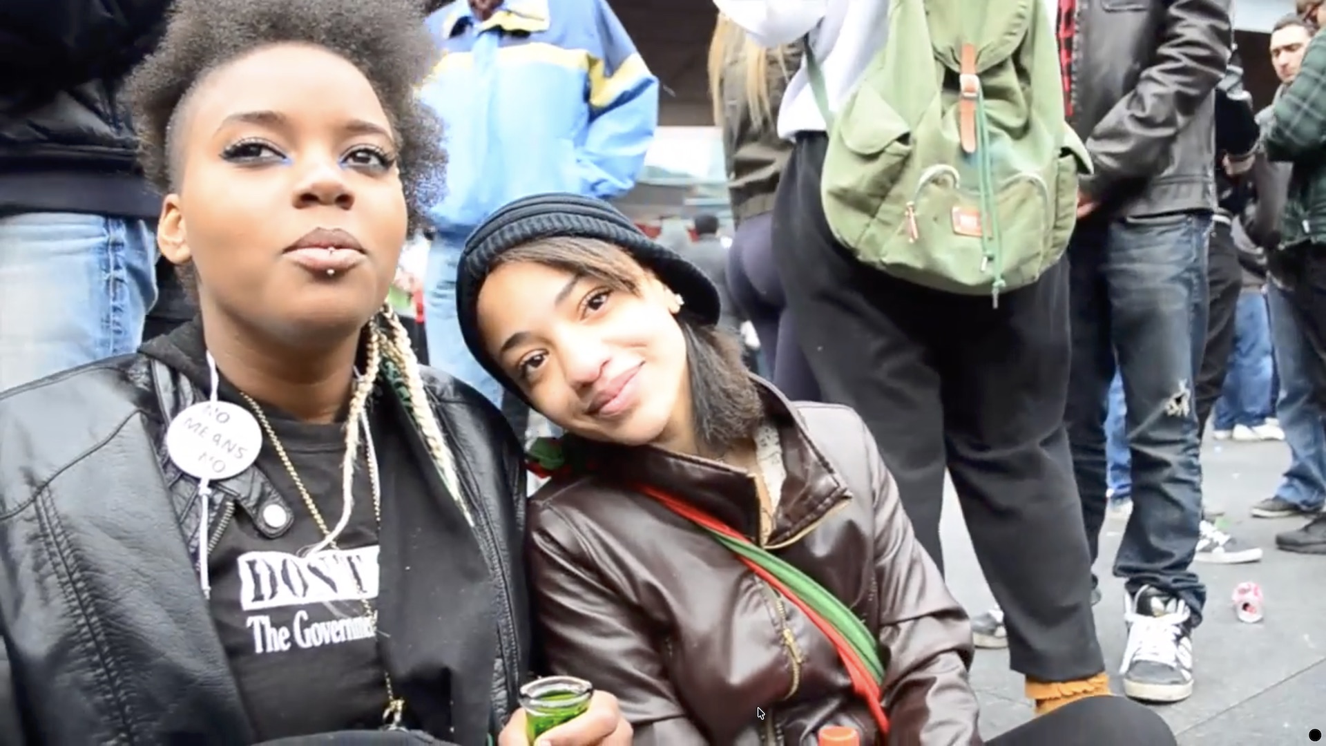 Young Couple At 420 Rally Yonge Dundas Square 2014