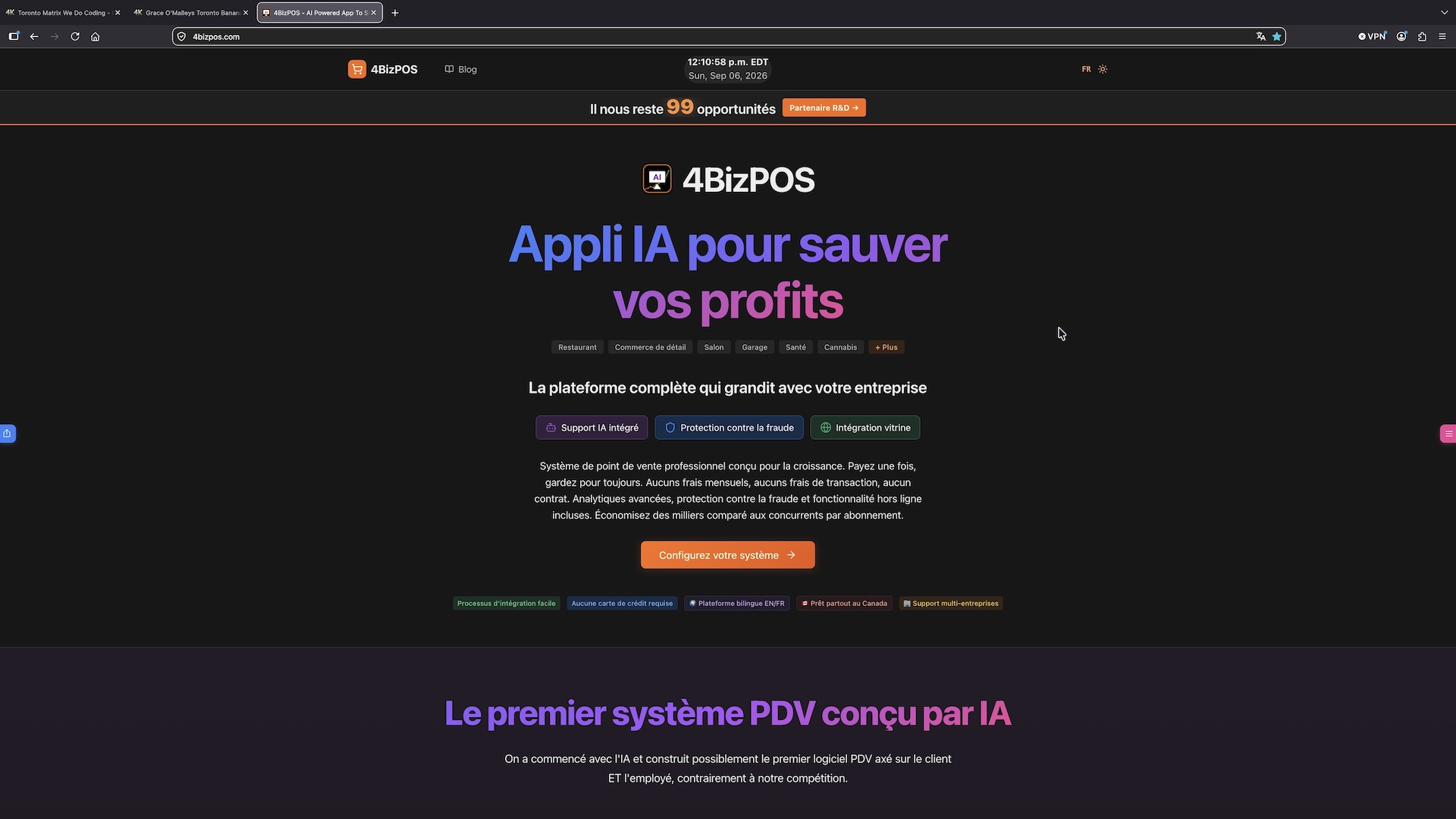 4BizPOS Landing Page French - POS App Built By Pure4K