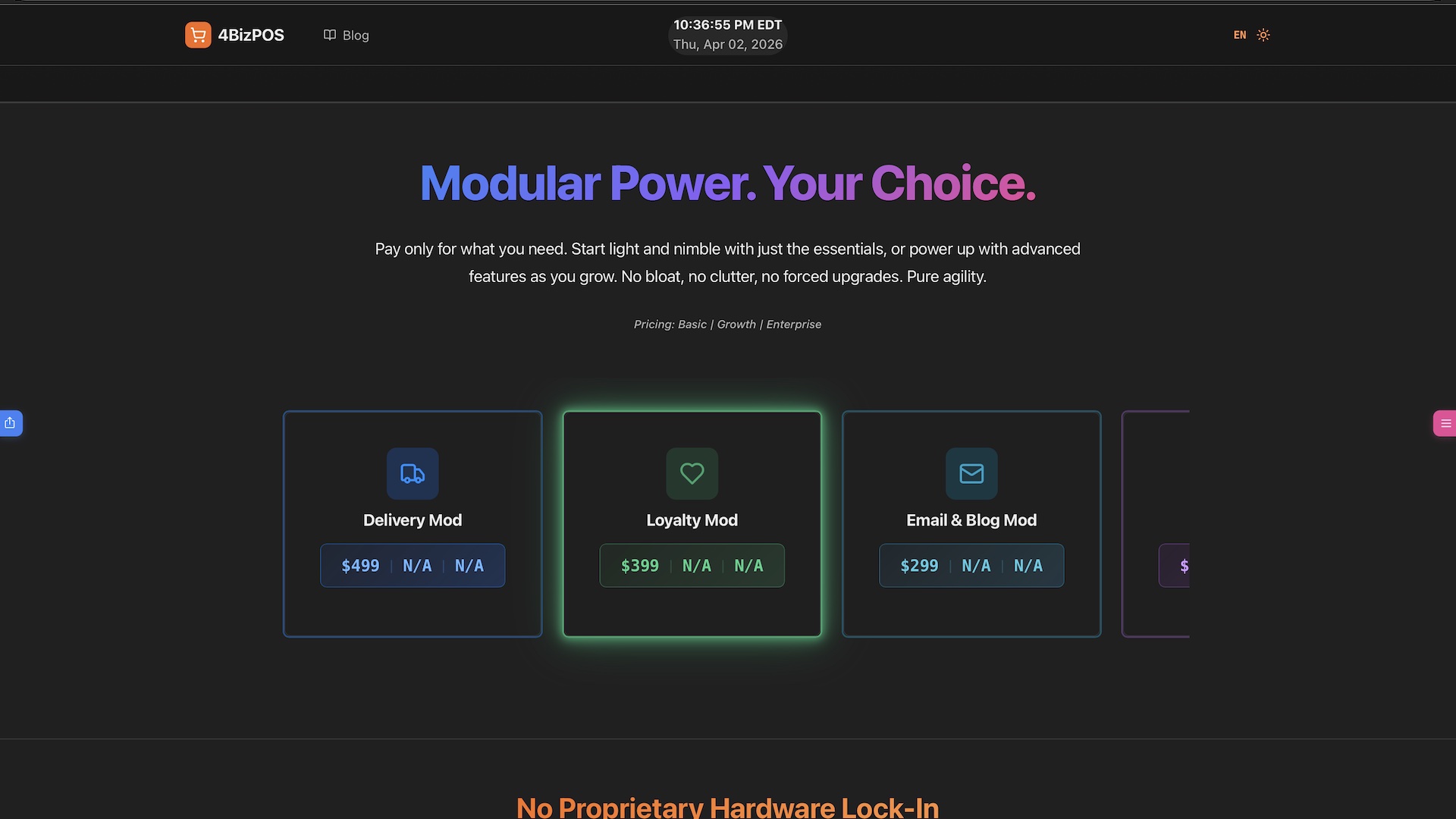 4BizPOS Welcome Page